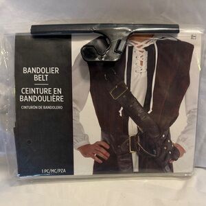 Pirate Costume Bandolier Belt - Brown Faux Leather